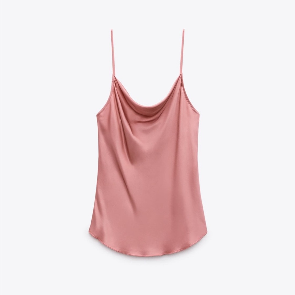 ZARA Satin Effect Slip Tank Top, 100% Viscose, Small